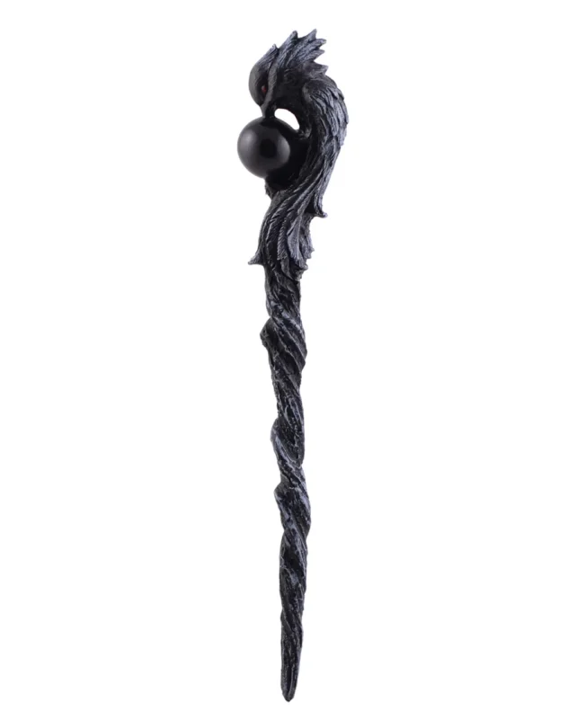 Black Phönix Zauberstab mit schwarzer Kugel