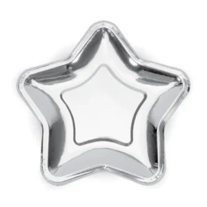 Zilveren Borden Ster 23cm 6st van Partydeco koop je bij Partywinkel