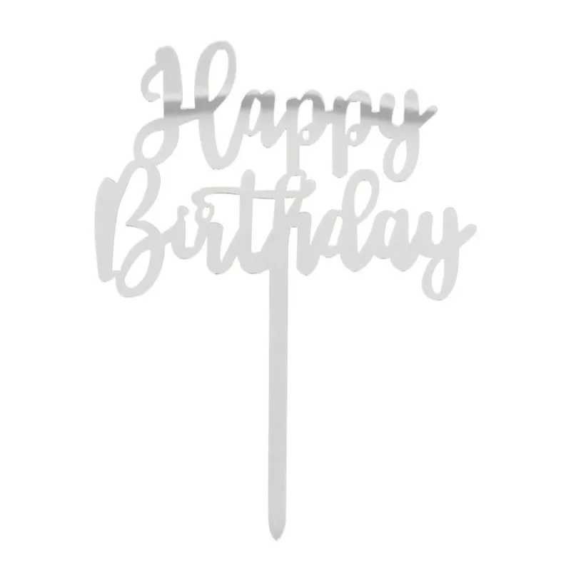Zilveren Happy Birthday Taarttopper 15,5cm van Boland koop je bij Partywinkel